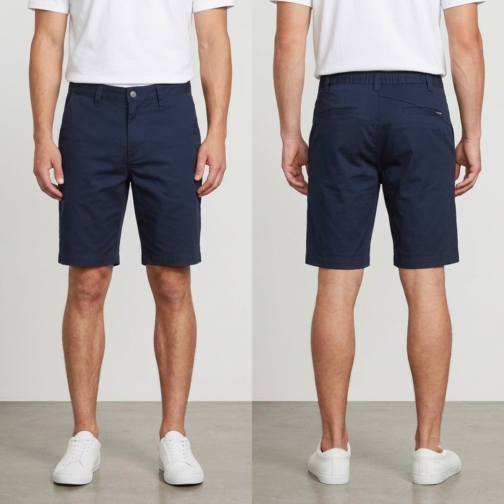 Volcom Vmonty Stretch Chino Shorts Mens 28 Navy Blue A09117V3 Skate Casual